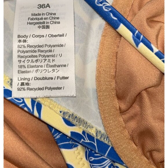 J.Crew Ruched high-rise bikini bottom Small with Top 36A Blue Floral Tropical - Picture 9 of 9